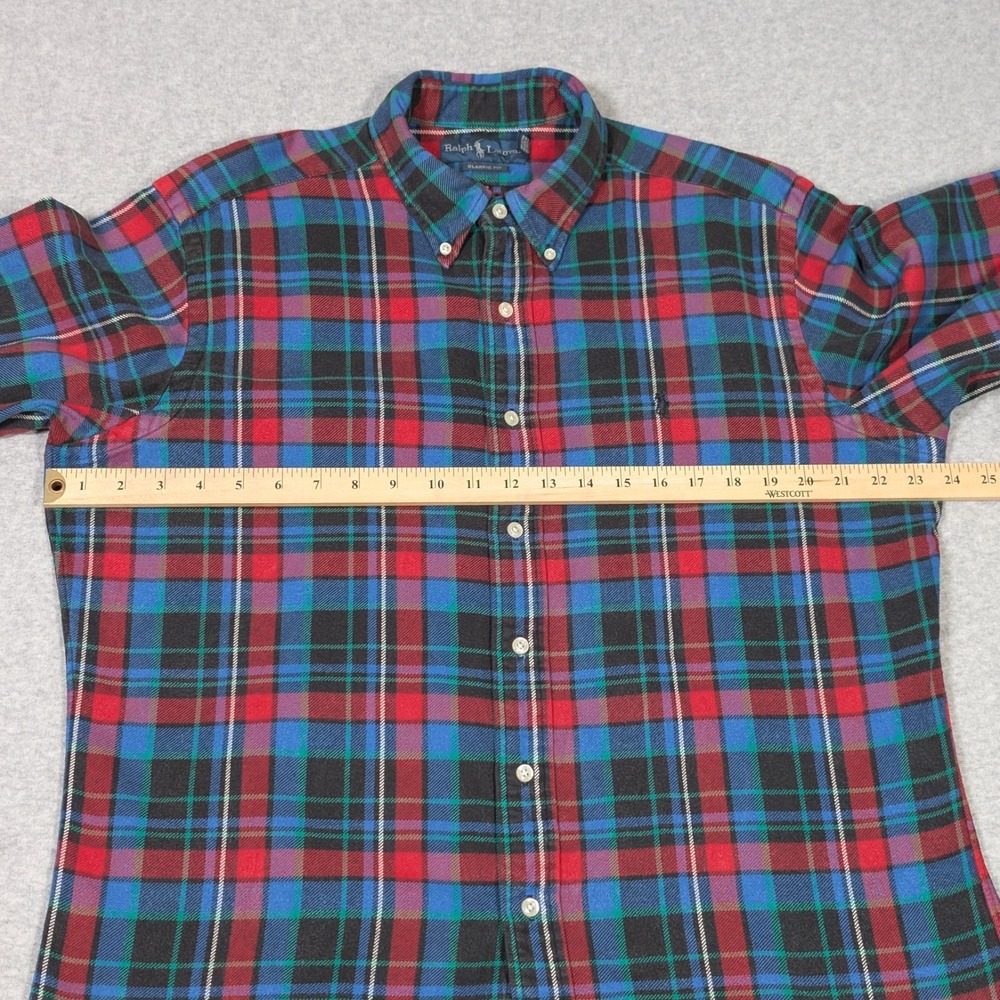 Ralph Lauren Button Down Flannel Shirt Mens Size Large Classic Fit Multi Plaid - Picture 7 of 8